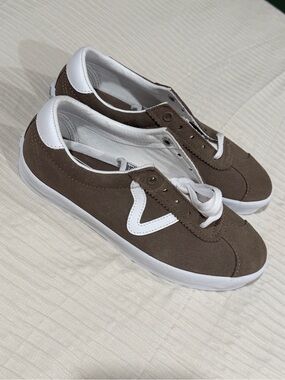 Vans Brown Suede Low-Top Sneakers with White Trim